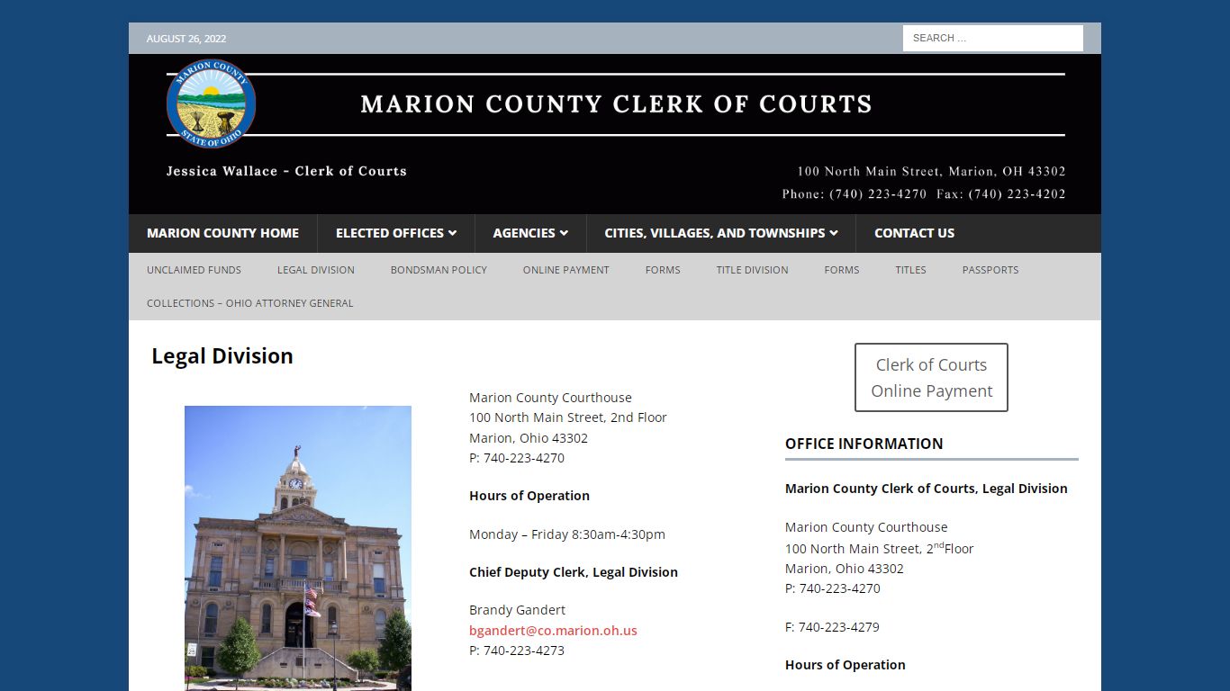 Legal Division – Clerk of Courts – Marion County, Ohio