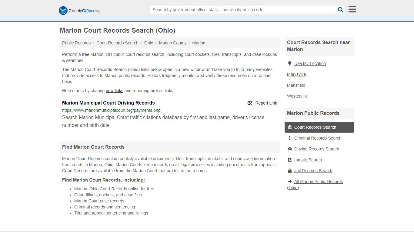 Court Records Search - Marion, OH (Adoptions, Criminal, Child Support ...